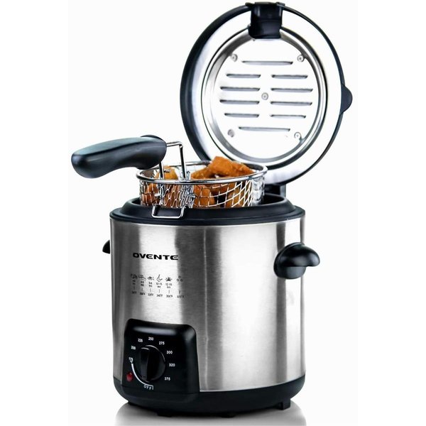 Ovente Ovente FDM1091BR 0.9 ltr Electric Oil Deep Fryer with Stainless Steel Basket & Temperature Control; Silver FDM1091BR